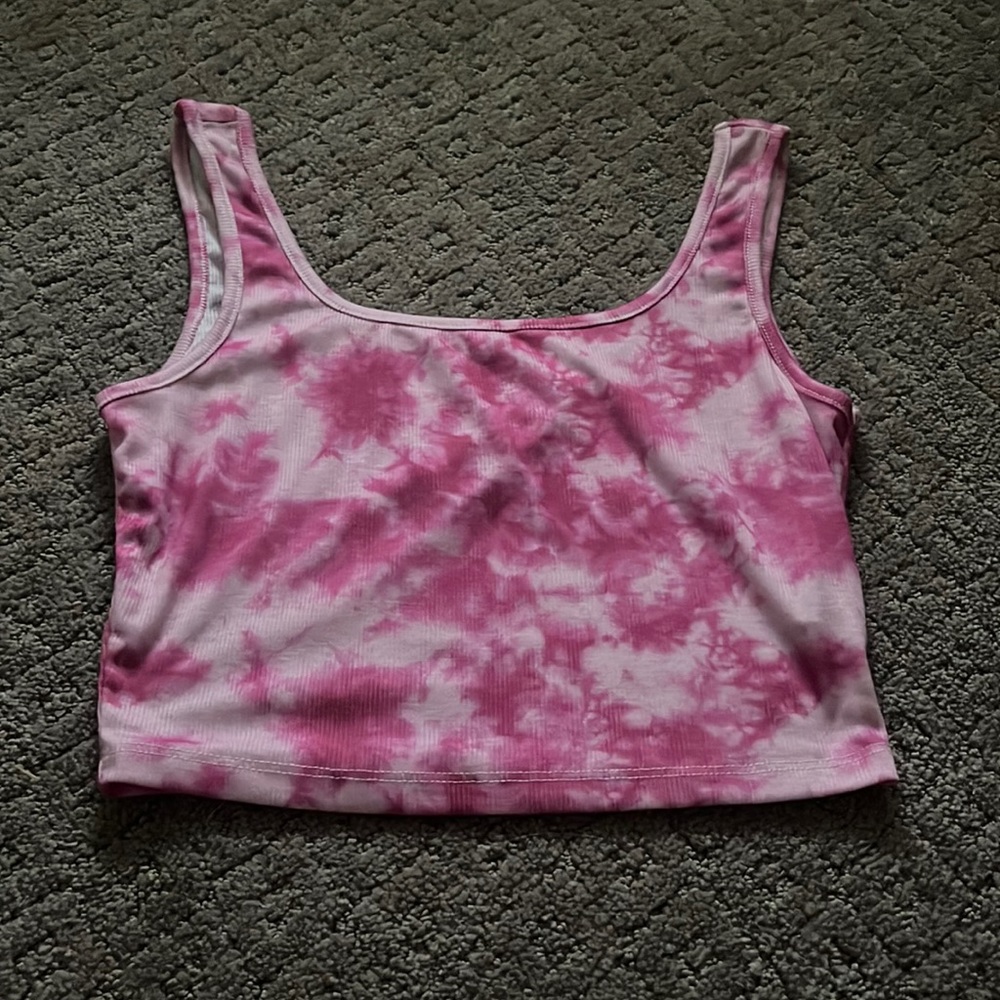 Pink tie die tank top from shein